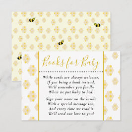 Cute Gult Bee Honeycomb Bokar for Baby Shower en e Tilläggskort