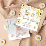 Cute Gult Bee och Solros första bidagens foto Tack Kort<br><div class="desc">Tack för ditt kort - tack för att du fick Gulten Be och solros första bisdagen</div>