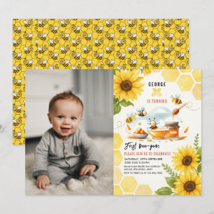 Cute Gult Bee & Solros 1:a bidagen Inbjudningar