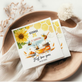 Cute Gult Bee & Solros 1:a bidagen Pappersservett