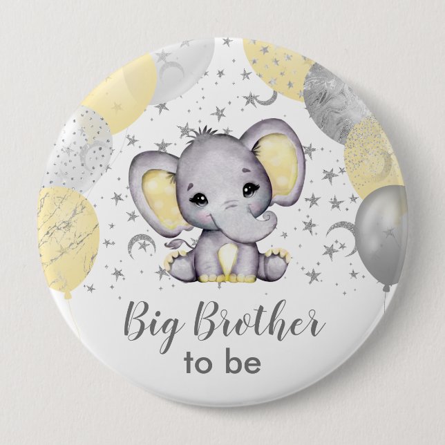 Cute Gult Big Brother Elephant Balloons Knapp (Framsida)