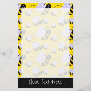 Cute Gult & Black Bee Brevpapper