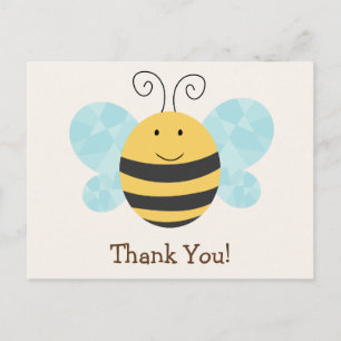 Cute Gult & Black Bee Tack Vykort