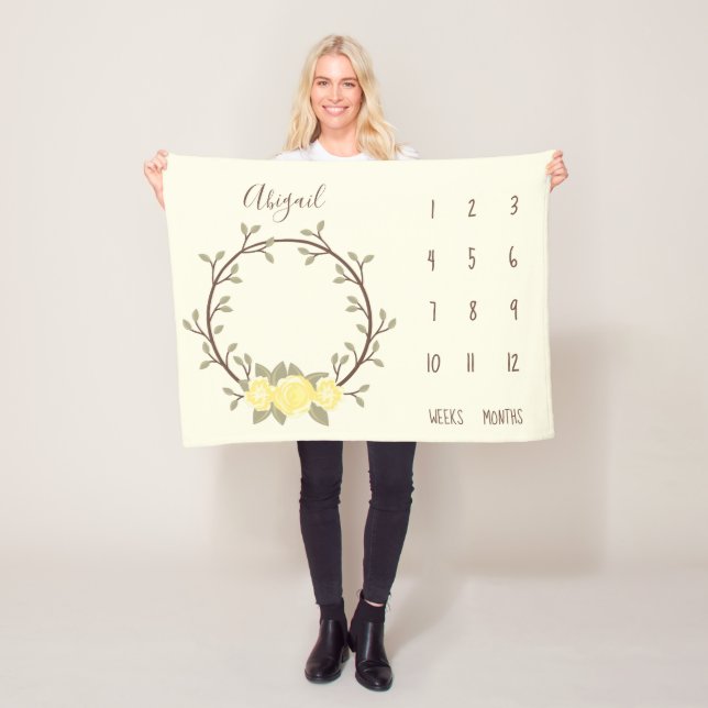 Cute Gult Blommigt Milsten av andedräkt Baby Fleecefilt (På plats)