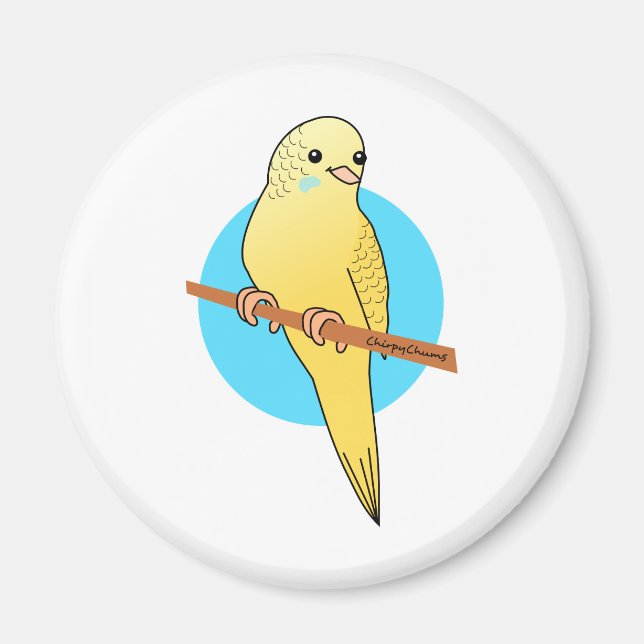 Cute Gult Budgie Magnet (Framsidan)