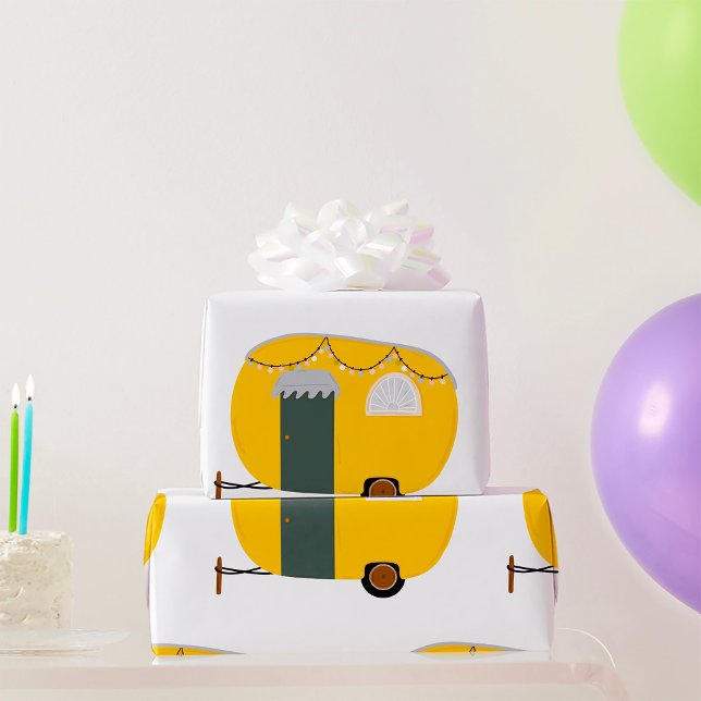 Cute Gult Caravan Presentpapper (Skapare uppladdad)