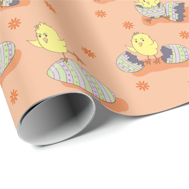 Cute gult chick mönster Påsk som omsluter papper Presentpapper (Rullad Hörn)