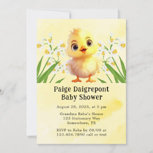 Cute Gult Chicken Påsk Baby Shower Inbjudningar
