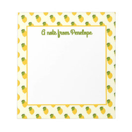 Cute Gult Citrus Fruit Mönster med Namn Anteckningsblock