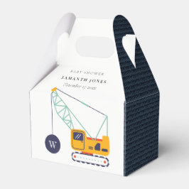 Cute Gult Construction Crane Fordon Baby Shower Presentaskar