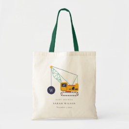Cute Gult Construction Crane Fordon Baby Shower Tygkasse