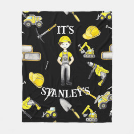 Cute Gult Construction Lastbil Dump Fleece Blanket