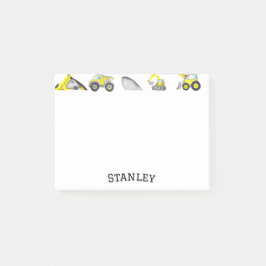 Cute Gult Construction Lastbil Dump Namn Post-it Block