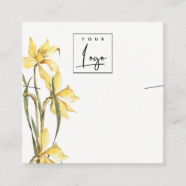 Cute Gult Daffodil Blommigt Logotyp Necklace Visni Fyrkantigt Visitkort