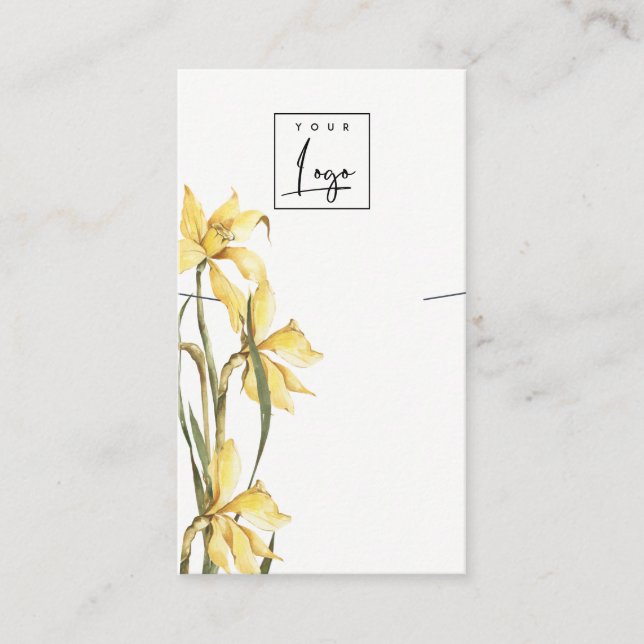 Cute Gult Daffodil Blommigt Logotyp Necklace Visni Visitkort (Framsida)