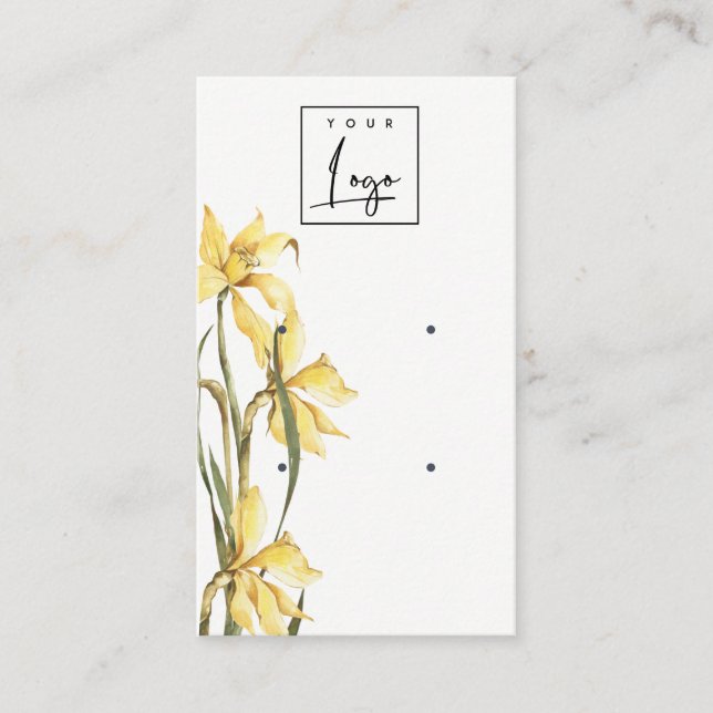 Cute Gult Daffodil Blommigt Logotyp Visning för av Visitkort (Framsida)