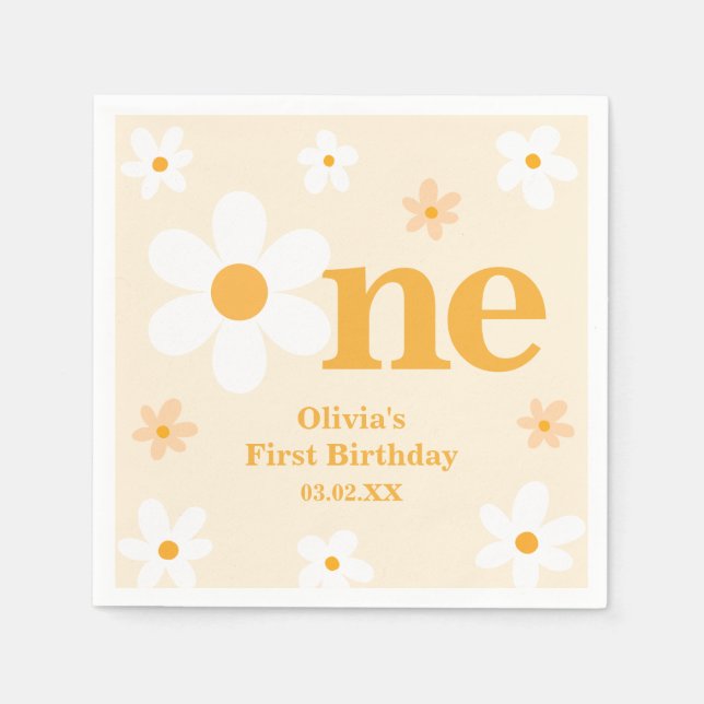 Cute Gult Daisy en födelsedagsflicka Pappersservett (Framsidan)