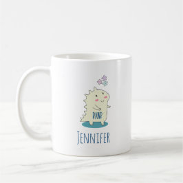 Cute Gult Dino med Lycklig Stars Kaffemugg