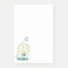 Cute Gult Dino med Lycklig Stars Post-it Block