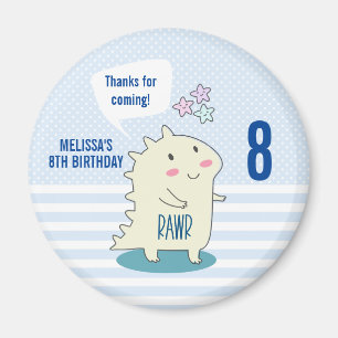 Cute Gult Dinosaur med Lycklig Stars Birthday Magnet