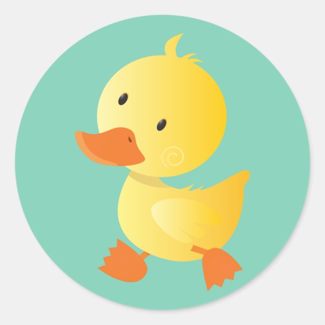 Cute Gult Duckie Runt Klistermärke (Framsida)