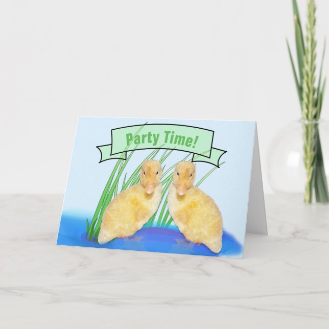 Cute Gult Ducklings Barns Födelsedagsfest Inbjudan (Framsida)