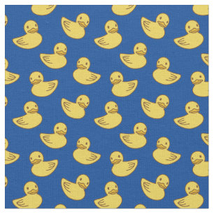 Cute Gult Ducky Mönster Royal Blue Tyg