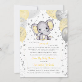 Cute Gult Elephant-ballonger kör med babyskor Inbjudningar
