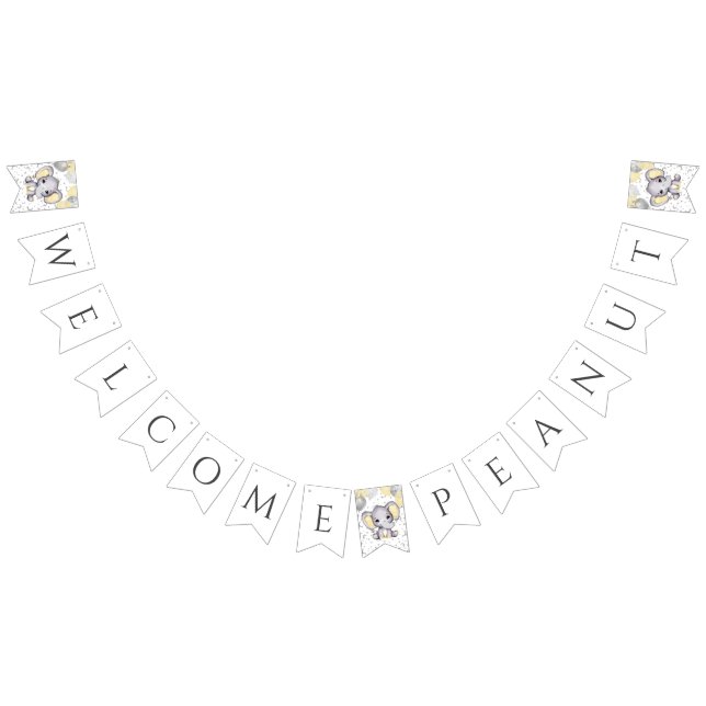 Cute Gult Elephant Balloons Baby Shower Bunde Vimplar (Alla)