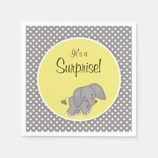 Cute Gult Elephant Gender Neutral Baby Shower Pappersservett