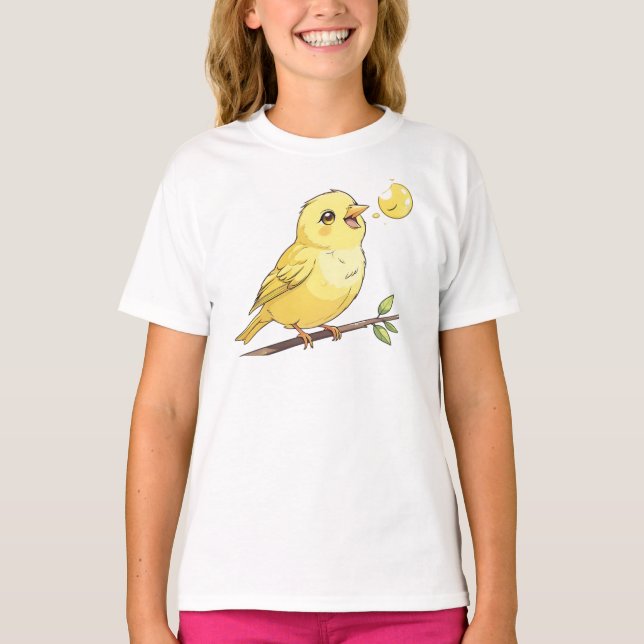 Cute Gult-fågel T Shirt (Framsida)