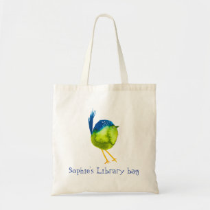 Cute gult-fågelpåse bibliotek tygkasse