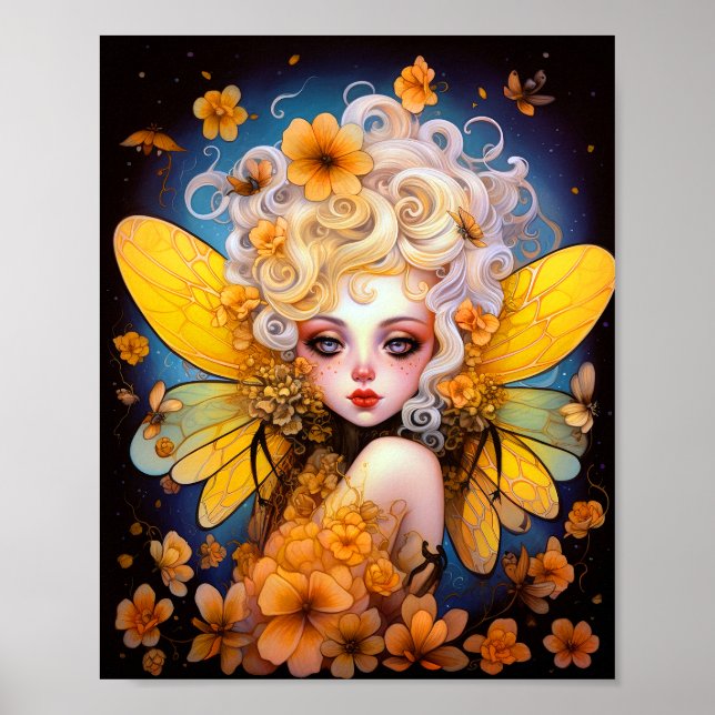 Cute Gult Fairy Fantasy Art Poster (Framsidan)