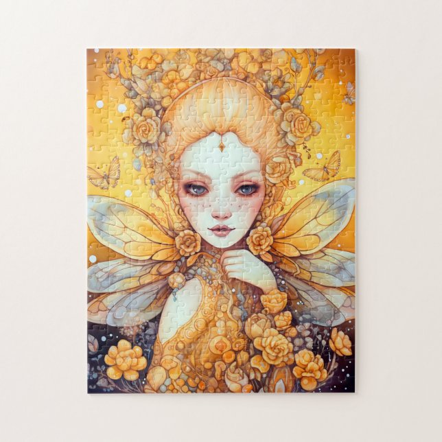 Cute Gult Fairy Fantasy Art Pussel (Vertikal)