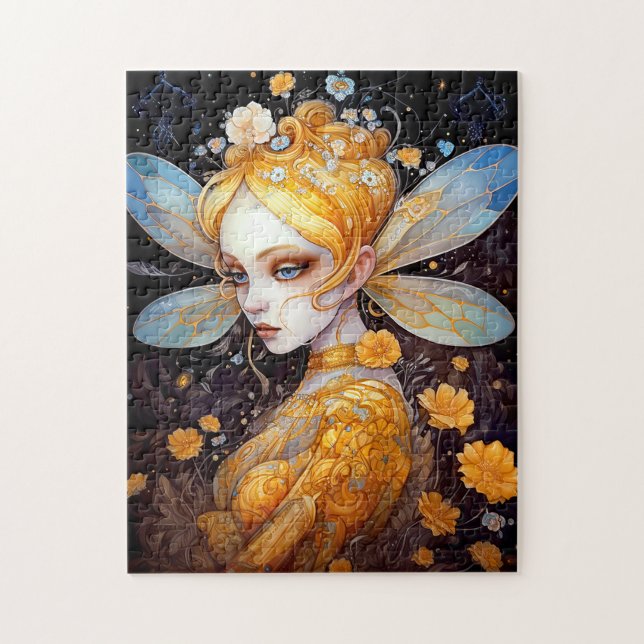 Cute Gult Fairy Fantasy Art Pussel (Vertikal)