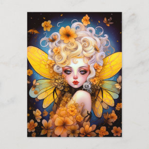 Cute Gult Fairy Fantasy Art Vykort
