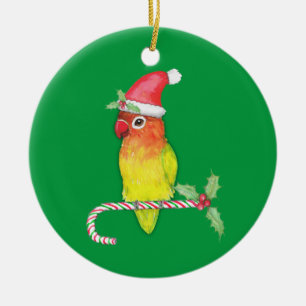 Cute gult Fischer's lovebird jul stil Julgransprydnad Keramik