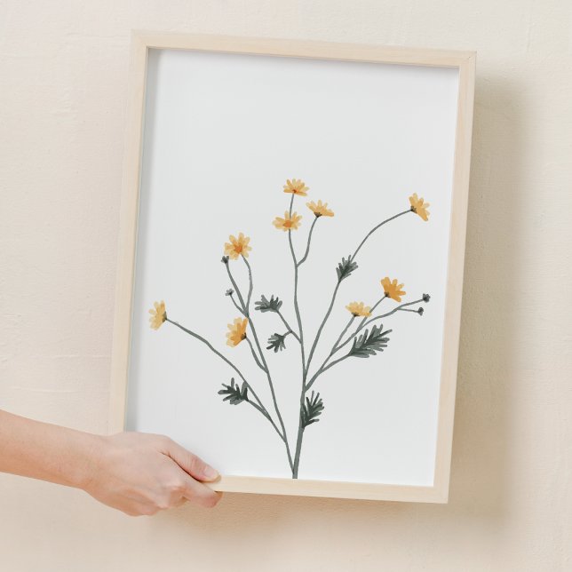 Cute Gult Flower Cosmos Nursery Decor Poster (Cute Yellow Flower Cosmos Nursery Decor)