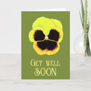 Cute Gult Flower Watercolor Pansie Get well Kort