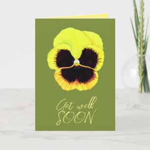 Cute Gult Flower Watercolor Pansie Get well Kort