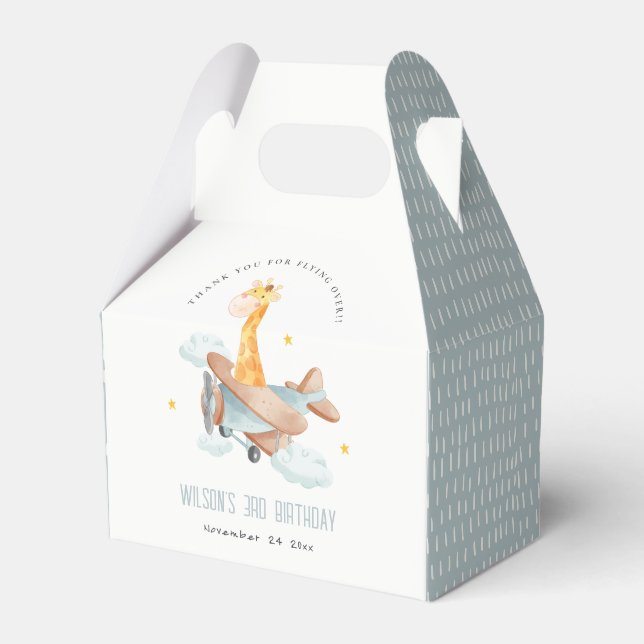 Cute Gult Flygplan Giraffe Himlar Star Barns födel Presentaskar (Framsidan Sidan)