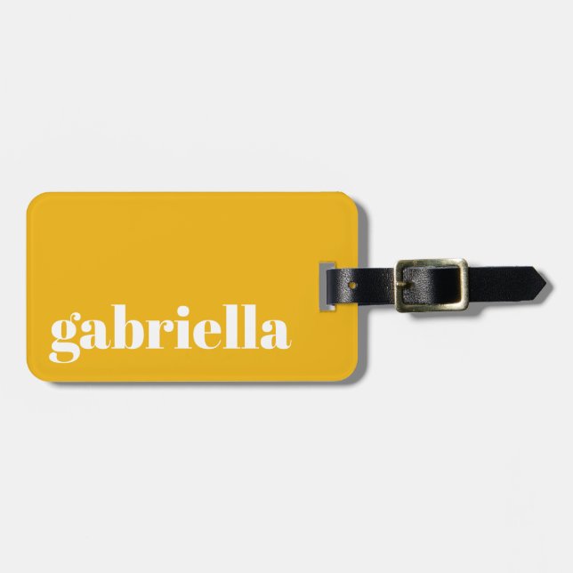 Cute Gult Fold Typography Personlig Namn Bagagebricka (Horisontell Framsida)