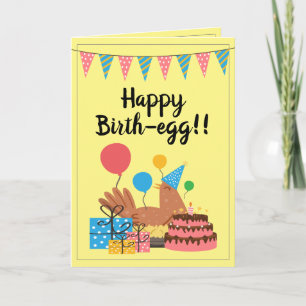 Cute Gult Funny Chicken & presenter Humor Birthday Kort