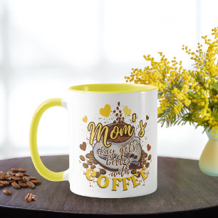 Cute Gult Funny Mammor Day blir bättre med kaffe Mugg