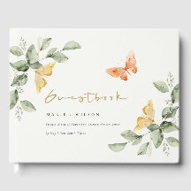 Cute Gult Garden Foliage Butterflies Bröllop
