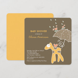 Cute Gult Giraffe Neutralt Baby Shower Inbjudan