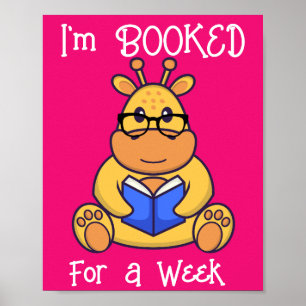 Cute gult Giraffe som läser bok Poster