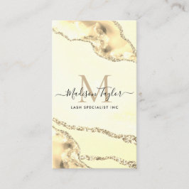 Cute Gult Guld Glitter marble Agate Monogram Visitkort
