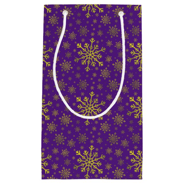 Cute Gult Guld jul Snöflingor på Lila   (Framsidan)