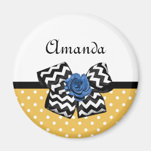 Cute Gult har blått Ro-skorpor med Namn Magnet